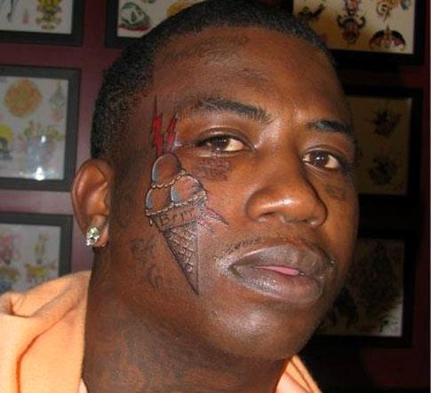 gucci tattoo on face. infamous face tattoo of an